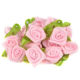 Decorative Flowers Wreaths 50PCS 2CM Artificial Silk Mini Rose Flowers Heads Make Satin Ribbon DIY Craft Scrapbooking Applique For Wedding Decoration T230217