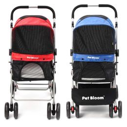 Dog Car Seat Covers 4 Wheels Foldable Pet Travel Stroller Walk Pushchair Puppy Cat Cage Carrier Collapsible Cart Outbound Supplies 2 Colours