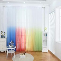 Curtain Tulle Curtains 3d Printed Kitchen Decorations Window Treatments Gradual Change Colour Divider Sheer Voile 1 Panel