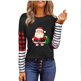 Women's T Shirts Women's Christmas Long Sleeve Top Fashion O Neck Tops Casual Print Blouse Winter Clothes Women Blusas Mujer De Moda