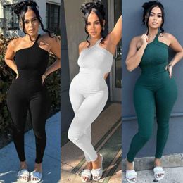 Designer New Causal Women Jumpsuits Fashion Sexy Tight-fitting One Shoulder Sling Sports Fitness Rompers