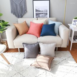 Pillow 45/50/55cm Simple Solid Color Linen Cover Large Plain Pillowcase Decorative Sofa Throw