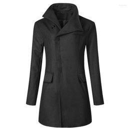 Men's Wool & Blends Fashion Clothing Woollen Jacket Coats Winter Coat Mid-long Trench Classic Solid Thickening #t2g Nell22