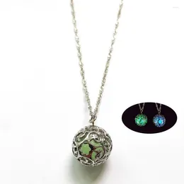 Pendant Necklaces Steampunk Luminous Necklace Silvery Stone Transit Bead Ball Chain Clavicle Jewelry