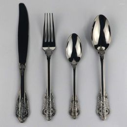 Flatware Sets 304 Stainless Steel Set Black Dinnerware Cutlery Tableware Silverware Western Fork Knife Drop