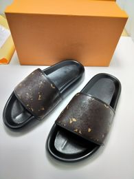 WATERFRONT MULE Men Women Slides Sandals Designer Shoes Black Brown Summer Flat Damier Graphite Rubber Flip Flops