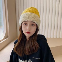 Beanies Beanie/Skull Caps 2023 Women's Winter Hat Lamb Woolt Female Fashion Hats Knitted Soft Striped Cashmere Beanie Panama Delm22