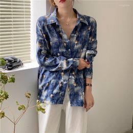 Women's Blouses & Shirts Alien Kitty 2023 Summer Casual Elegance Full Sleeves Print Tops Loose Femme Chic All Match Lady Fashion Women Stre2
