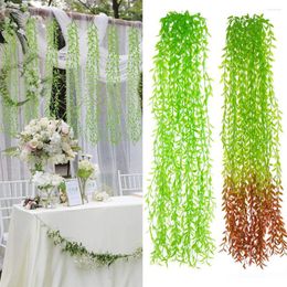 Decorative Flowers 3pcs/Lot Artificial Willow Vines Leaf Wedding Decoration Greenery Hanging Fake Plant Garland Leaves For Home Bedroom