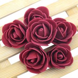 Decorative Flowers Wreaths 50PCS/Lot Artificial Mini PE Foam Rose Flower Head Handmade DIY Wedding Home Decoration DIY Scrapbooking Fake Flower Kiss Ball T230217