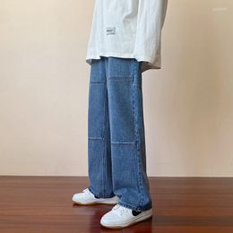 Men's Jeans Blue Mens Fashion All-match Casual Trousers Korean Style Autumn High Street Loose Hip Hop Wide-leg Jean Pants