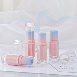 Storage Bottles 12.1mm Lipstick Case Lip Tubes Gradient Pink Blue Travel Empty Cosmetic Containers Tube With Clear Cap