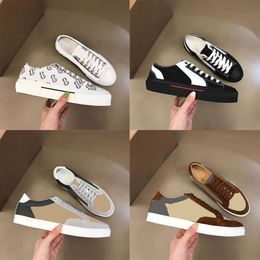 Two-color cotton gabardine flat shoes printed lettering plaid calfskin canvas sneakers Bio-based rubber shoes retro men's printed plaid sneakers