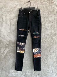 2023SS pantalones rock revival vaqueros men's jeans, printed stickers, worn-out jeans, luxury designer, street exquisite casual pants
