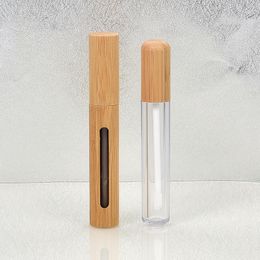 Storage Bottles 5Pcs 5ml 6ml Eco-friendly Natural Bamboo Lipstick Tube Transparent Lip Gloss For Cosmetics Wooden And Plastic Lipbalm