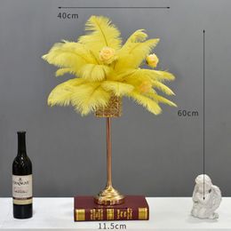 High-grade electroplating feather table flower decoration hotel wedding dining table flower bar ktv tabletop flower simulation flower art