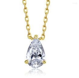 Chains S925 Silver Pear Shaped Water Drop Necklace Women's High Carbon Diamond Clavicle Chain Pendant