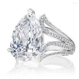Wedding Rings Fashion Romantic Jewellery Water Drop Shape Rhinestone For Women Cocktail Ring Gift 2023