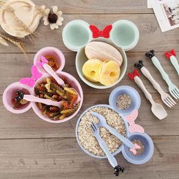 Dinnerware Sets 3 Pcs/Set Baby Storage Bamboo Tableware Solid Cute Dishes Kids Plate Bowl Eco-friendly Children Training