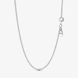 Chains S925 Sterling Silver Color Basic Necklace Rosegold Chain Fit Original Charms Beads For Women Jewelry Length 60cm