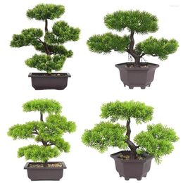 Decorative Flowers Ornament Party Supplies El Office Lifelike Plants Potted Welcoming Pine Cedar Tree Artificial Bonsai