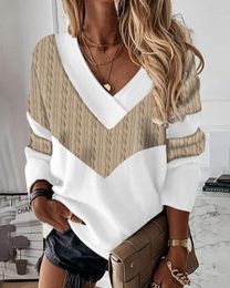 Women's Polos Fashion Women's Shirts 2023 Autumn Loose T-Shirt Casual Color Block Splice Long Sleeve Top Street Dress Support Wholesale