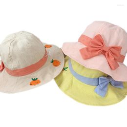 Hats Female Baby Basin Hat Bowknot Fisherman Cute Princess Big Eaves Sun Girls Outing Spring And Summer Adjustable