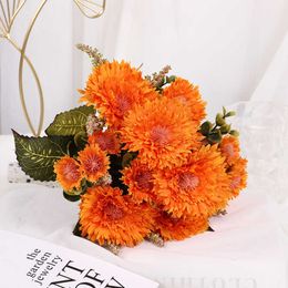 Decorative Flowers Wreaths 1Bunch Small Sunflower Decoration Artificial Sunflower Flower Colourful Silk Daisies For Home Flower Arrangement Wedding Party