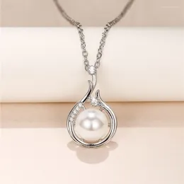 Pendant Necklaces CAOSHI Graceful Temperament Necklace For Women Silver Color Simulated Pearl Accessories Wedding Ceremony Chic Gift