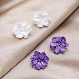 Stud Earrings White Flower For Women Earring Purple Korean Fashion Cute Girl Party Jewellery Accessories