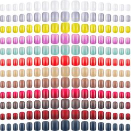 False Nails 864 Pcs Short Square Clamp Nail 12 Colours Ballerina Medium Full Cover Coffin Shiny Artificial