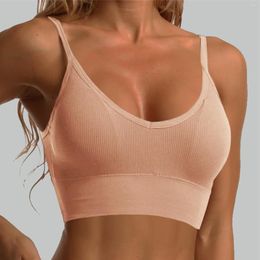 Camisoles & Tanks Gray Crop Top Women Sports Bra Seamless Wireless Sport Bras For Yoga Workout Fitness Brief Cotton Tops White