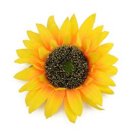 Decorative Flowers Wreaths 3Pcs 14cm Large Sunflower Head Artificial Silk Flowers for DIY Scrapbooking Wreath Home Wedding Decoration Cheap Fake Flower T230217