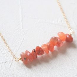 Pendant Necklaces Pick Your Raw Carnelian Bar Necklace For Women Men - Adjustable Chip Jewelry- Orange Quartz Natural Crystal