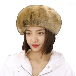 Berets Faux Fur Winter Headbands For Women Elastic Furry Warm Thick Earmuff Men Russian Hats Snow Ski Hat Cap 2 In 1
