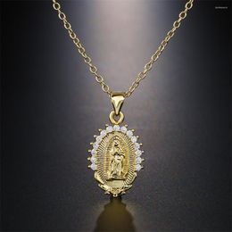 Pendant Necklaces BUY Wholesale Gold Colour Copper Christian Jewellery For Women 2023 Trendy Cute Virgin Mary Necklace Drop