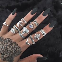 Cluster Rings Women's Ring Knuckles Accessories Bohemian Geometric Fashion Jewelry Gift For Girls Vintag Fancy Party Butterfly Set Punk