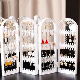 Hooks & Rails 2023 Portable Household Large Capacity Jewellery Necklace Earrings Storage Artefact Vertical Earring Display Folding Frame