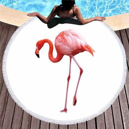 Towel Flamingo Printed Microfiber Beach For Adult Yoga Mat Tassel Large Round Cotton Tapestry Home Decor Blankets