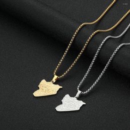 Pendant Necklaces Chereda Syria Map For Necklace Stainless Steel Sculpture Famous Poem Verse Gold Plated Men