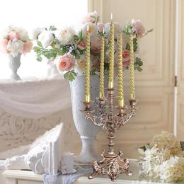 Candle Holders Metal Candelabra Countertop Decor 5 Arms Table Centerpiece Freestanding Ornaments Holder For Bedroom Anniversary Mantel