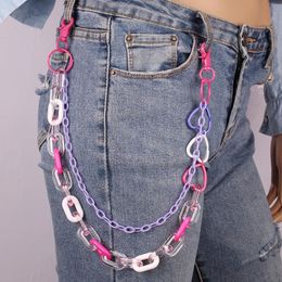 Belts Cute Colorful Heart Pendant Pants Chain Rock Punk Trousers Jean Keychain Hip Hop Waist Jewelry Gift Drop