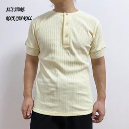 Men's T Shirts RockCanRoll Asian Size 250GSM 8.5oz Casual Henley Tee Cotton Super Flexible Waffle Pattern ShirtMen's