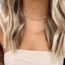 Chains 2023 Fashion Paperclip Link Chain Women Necklace Stainless Steel Gold Color For Neck Men Jewelry Gift