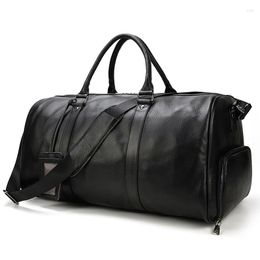 Duffel Bags Nesitu Highend Large Vintage Coffee Black Big Genuine Leather Business Men Travel Bag With Shoe Pocket Male Gym Duffle M9423