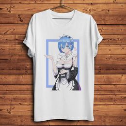 Men's T Shirts Kawaii Maid Rem ACGN Anime Shirt Men Homme Casual Tshirt Unisex Re Life In A Different World From Zero Streetwear Otaku Tee