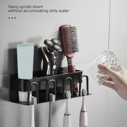 Toothbrush Holders Bathroom Stainless Steel Stick Hook Wall Mounted Toothpaste and Waterproof Electric Tooth Brush 230217