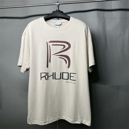 Rhude Shirt Mens Designer Classic F1 t Graphic Tee T-shirt Features Script Ambroidered Custom-fit Vintage Cotton Short Sleeve Tee-shirt Lpm Rcjt001 8an6