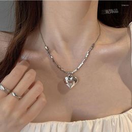 Pendant Necklaces 2023 Tiny Silver Colour Heart Necklace For Women SHORT Chain Gift Ethnic Bohemian Collarbone