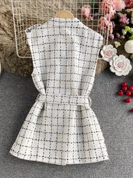 Women's Jackets Mid-Length Tweed Suit Collar Vest For Women Autumn Outdoor Waistcoat Sleeveless Overcoat Ladies Fashion